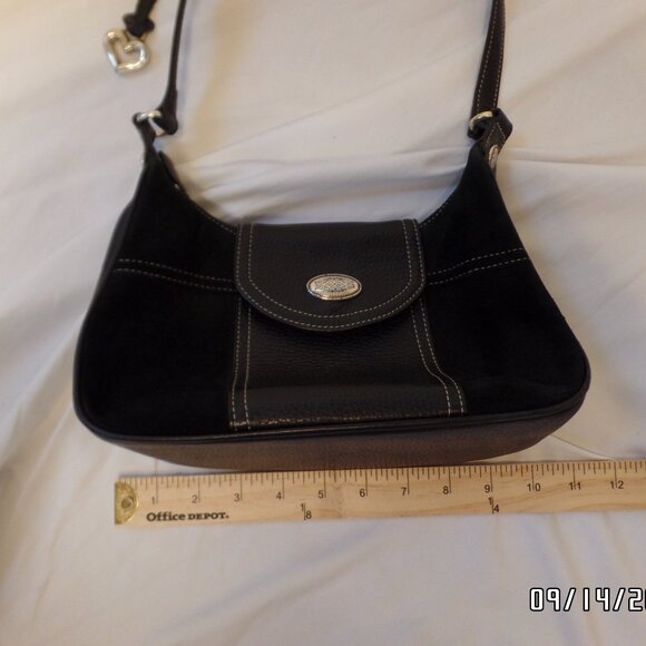 Brighton Black Leather and Suede Handbag Very Nice Condition Burgundy Interior - Picture 14 of 16